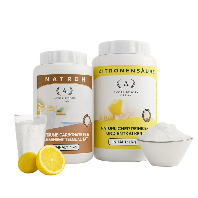 1x Zitronensäure Pulver 1kg + 1x Natron Pulver 1kg - Natürliche Haushaltsreiniger in Lebensmittelqualität